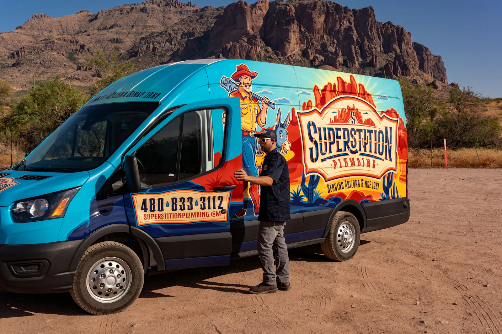 Superstition Plumbing technicians and branded service van